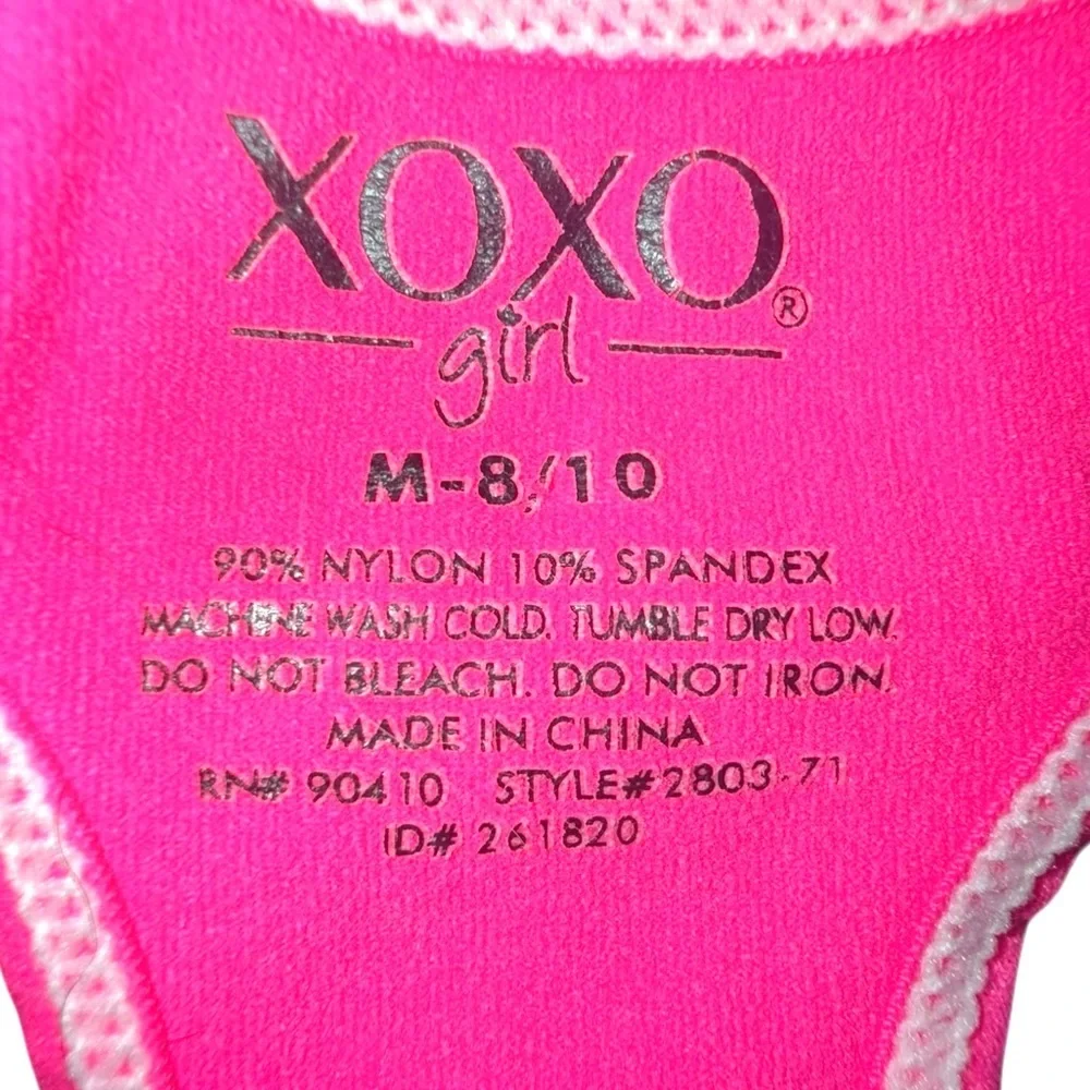 XOXO Girl size M 8/10 bright Pink unlined unpadded athletic racerback Sports Bra